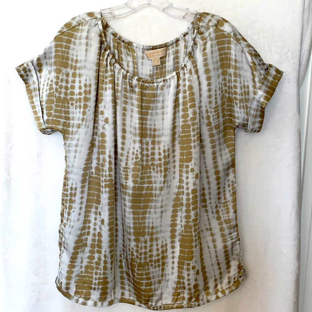 MICHAEL KORS ELASTICIZED SCOOP-NECK BLOUSE